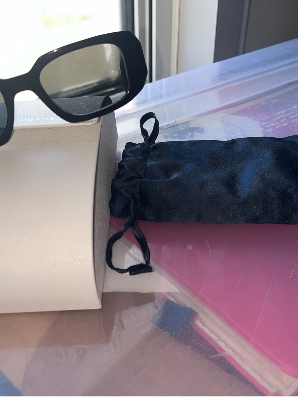 Prada Black Oversized Rectangular Sunglasses
